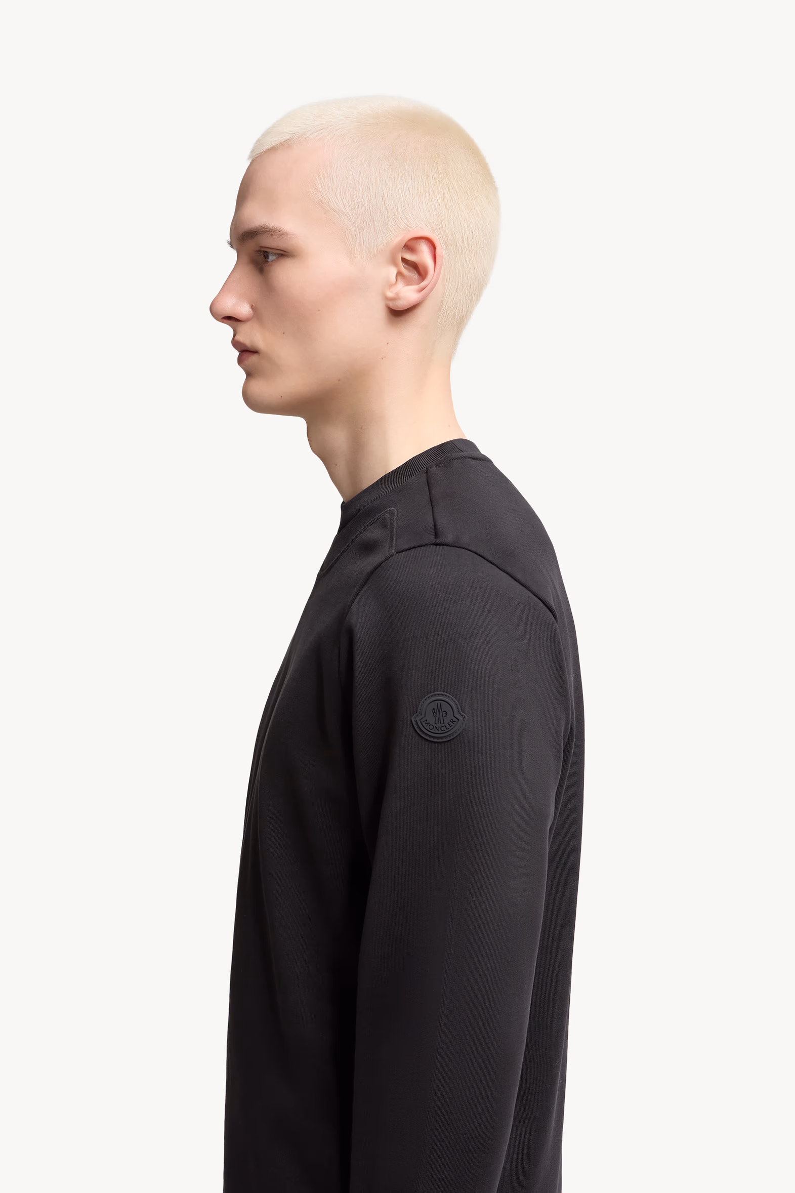 Sudadera de algodón con parche con logotipo Hombre Negro Moncler 4